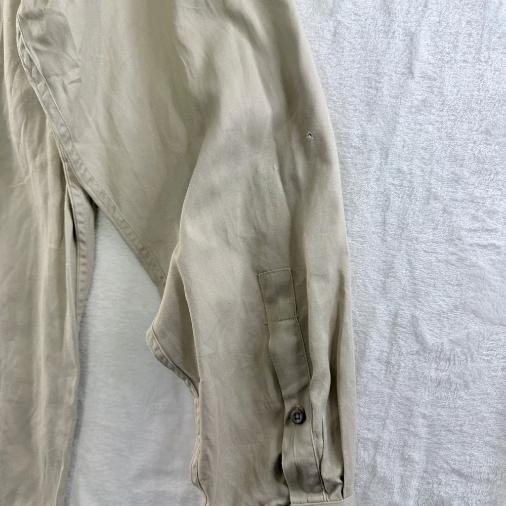 Banana Republic Shirt Button Down Classic Tan Long Sleeve Pockets‎ Mens L